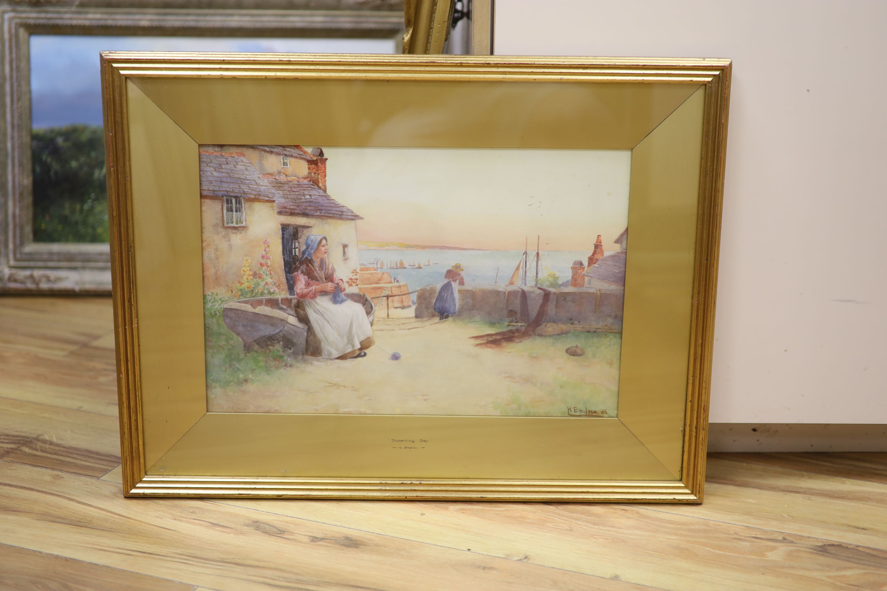 H. English (fl.1890-1920), watercolour, 'Departing Day', signed and dated 1902, 28 x 43cm